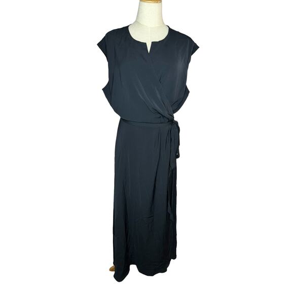 NWT Jason Wu x Eloquii Black Notch Collar V Neck Maxi Wrap Dress Plus Size 16 - Picture 2 of 10